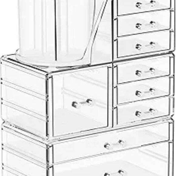 Clear acrylic makeup organizer set skincare drawers vanity storage holder - Picture 7 of 7